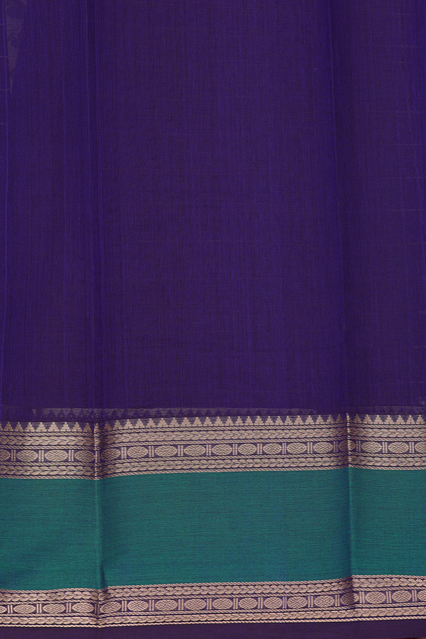Kanchi Cotton Saree In Navy Blue With Checks Design