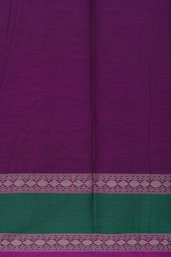 Kanchi Cotton Saree In Grape Purple With Checks Design