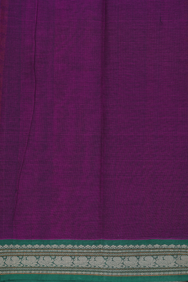 Kanchi Cotton Saree In Grape Purple With Checks Design