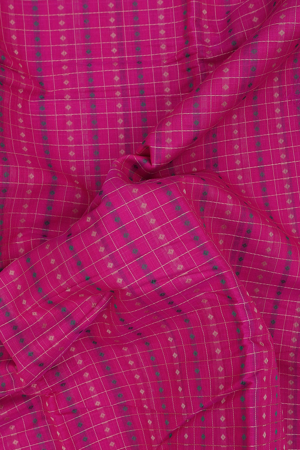 Kanchi Cotton Saree In Purple Rose With Checks Design