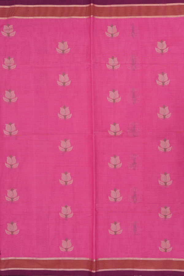 Coimbatore Cotton Saree In Pink With Floral Buttas