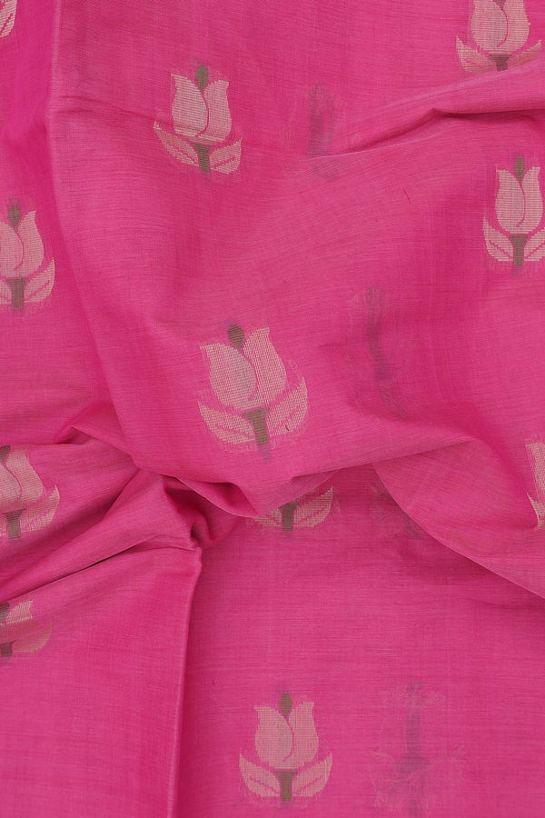 Coimbatore Cotton Saree In Pink With Floral Buttas
