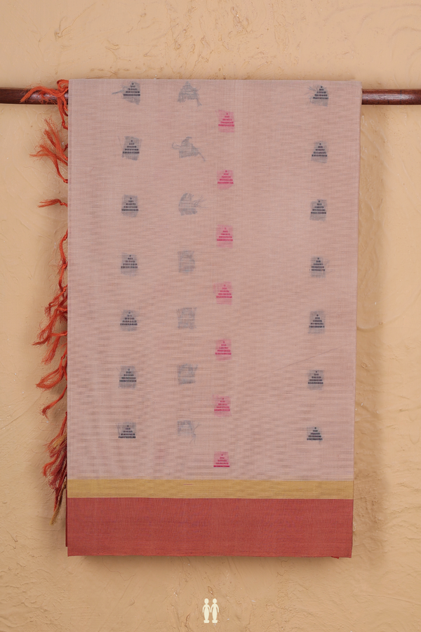 Coimbatore Cotton Saree In Brown With Threadwork Buttas