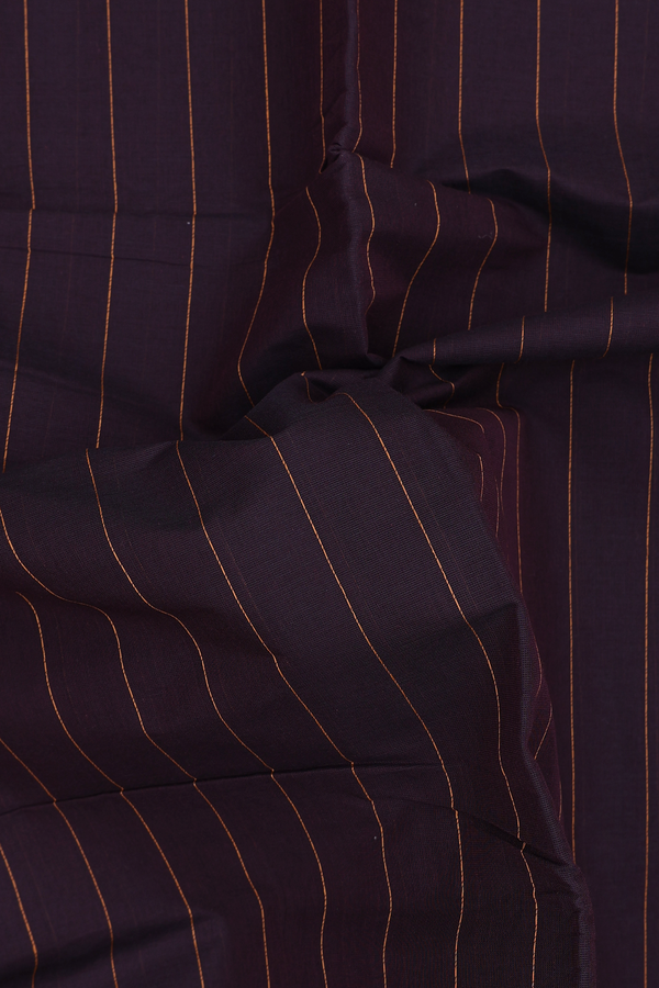Coimbatore Cotton Saree Dark Oak Brown With Stripes Design
