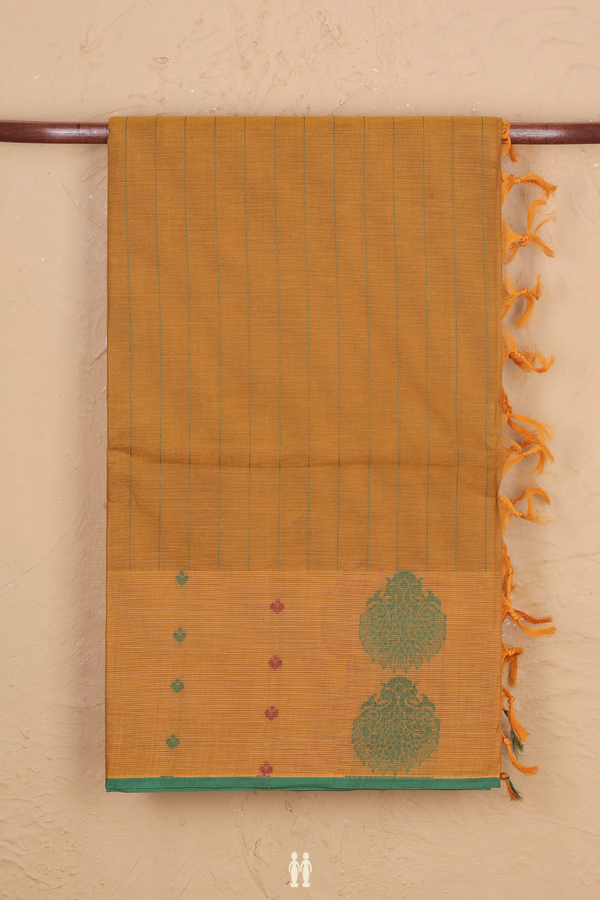 Coimbatore Cotton Saree In Yellow With Stripes Design