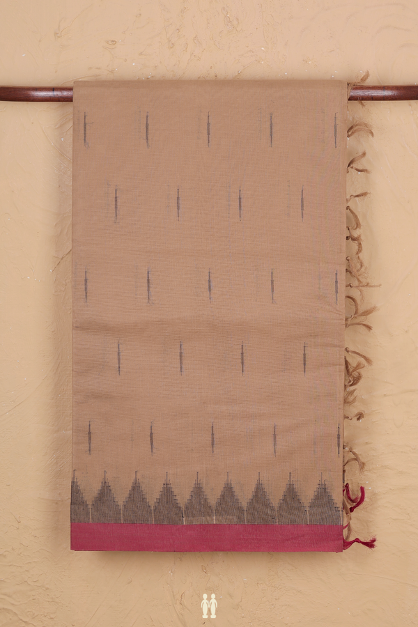 Coimbatore Cotton Saree In Light Brown With Malli Moggu Buttas