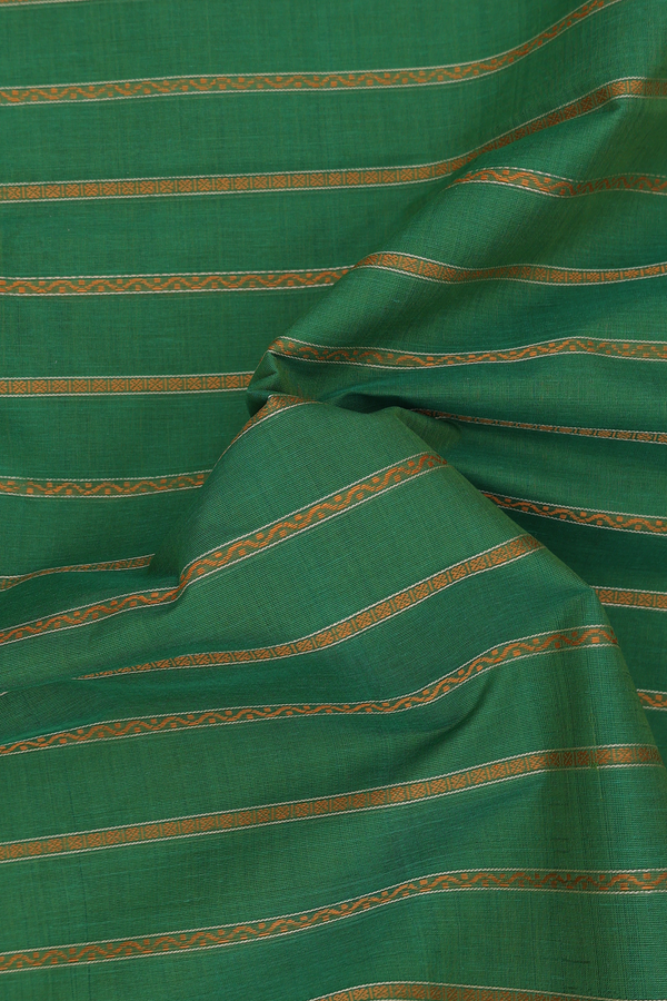Coimbatore Cotton Saree In Fern Green With Stripes Design
