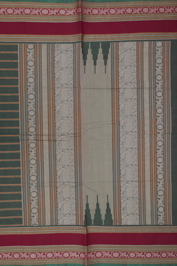 Coimbatore Cotton Saree In Green With Stripes Design