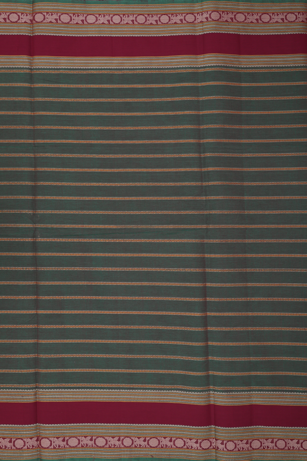 Coimbatore Cotton Saree In Green With Stripes Design