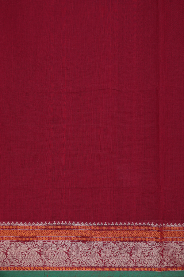 Coimbatore Cotton Saree In Ruby Red With Checks Design