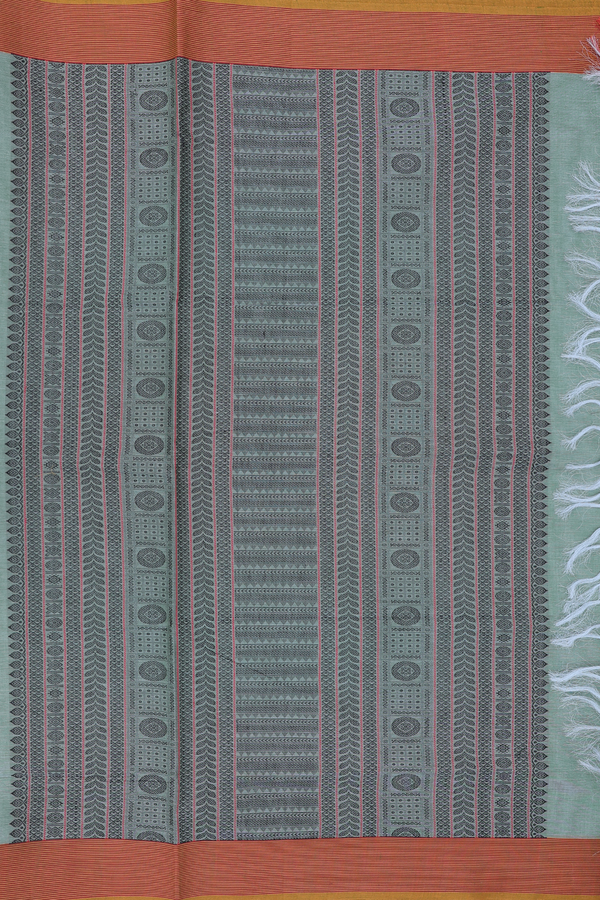 Coimbatore Cotton Saree In Dusty Green With Threadwork Buttis
