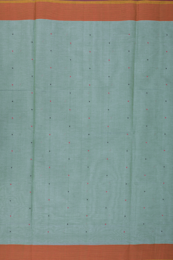 Coimbatore Cotton Saree In Dusty Green With Threadwork Buttis