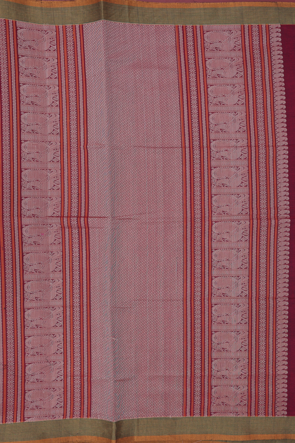 Coimbatore Cotton Saree In Ruby Red With Threadwork Buttis