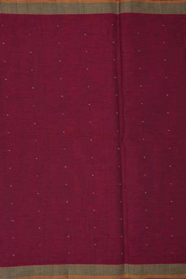 Coimbatore Cotton Saree In Ruby Red With Threadwork Buttis