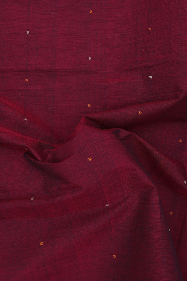 Coimbatore Cotton Saree In Ruby Red With Threadwork Buttis
