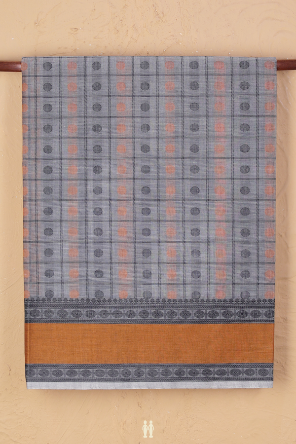 Coimbatore Cotton Saree In Grey With Checks Design