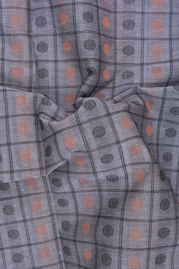 Coimbatore Cotton Saree In Grey With Checks Design