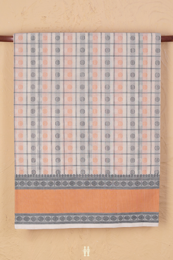 Coimbatore Cotton Saree In White With Checks Design