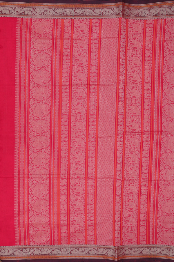 Coimbatore Cotton Saree In Red With Checks Design