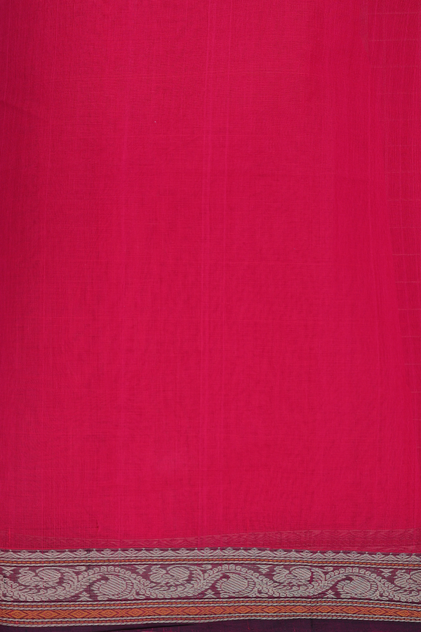 Coimbatore Cotton Saree In Rani Pink With Checks Design