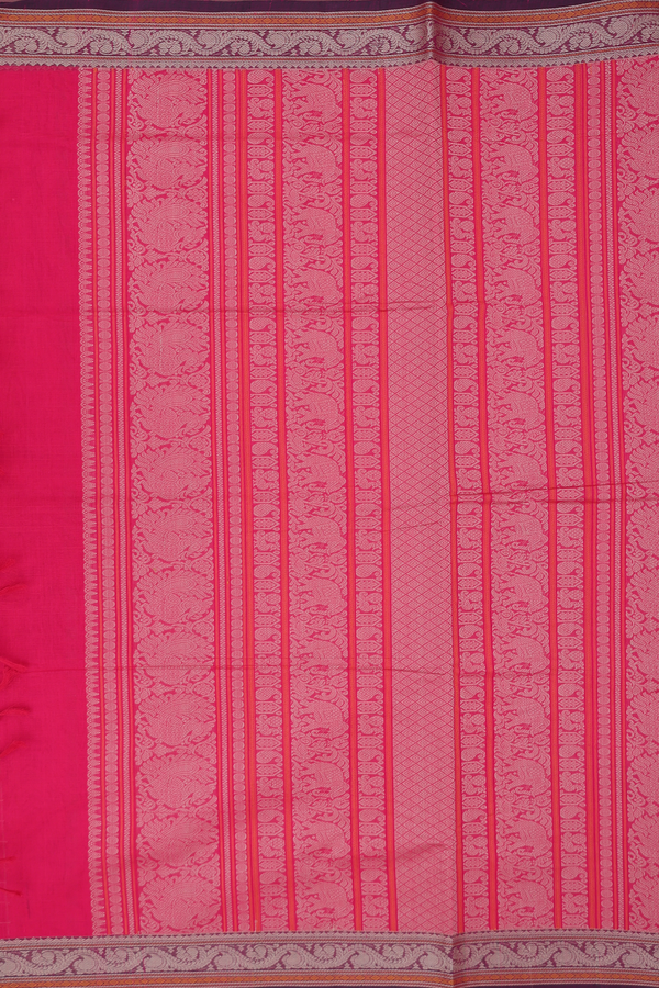 Coimbatore Cotton Saree In Rani Pink With Checks Design