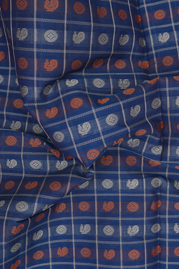 Coimbatore Cotton Saree In Blue With Checks Design