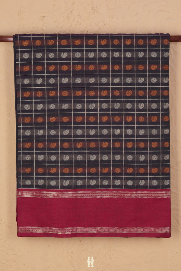 Coimbatore Cotton Saree In Dual Tone With Checks Design