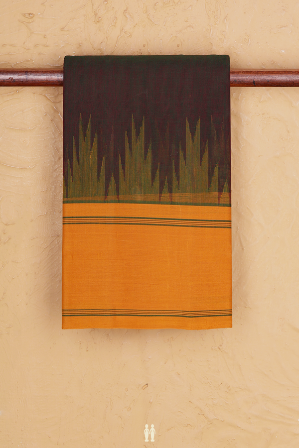 Kanchi Cotton Saree In Dual Tone With Temple Border
