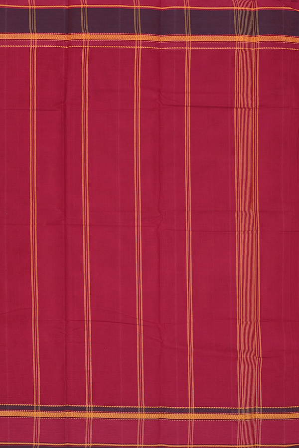 Kanchi Cotton Saree In Ochre Orange With Contrast Border