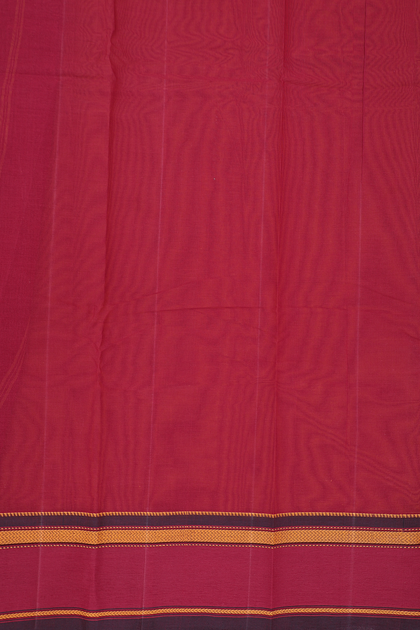 Kanchi Cotton Saree In Ochre Orange With Contrast Border