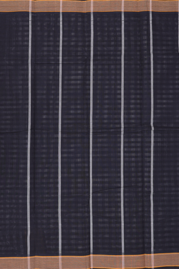 Kanchi Cotton Saree In Black And White With Checks Design