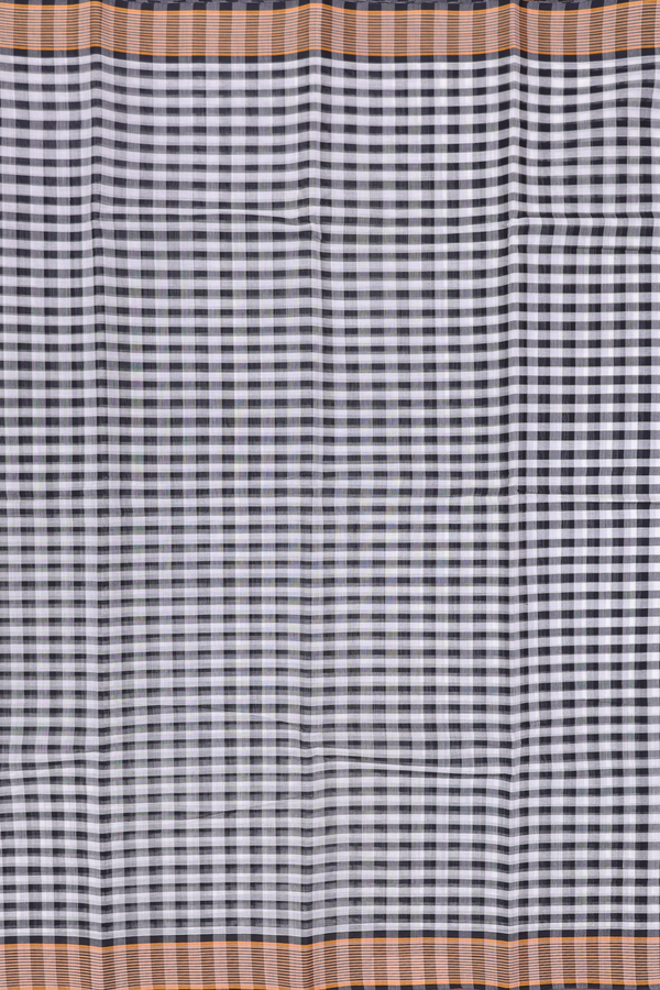 Kanchi Cotton Saree In Black And White With Checks Design