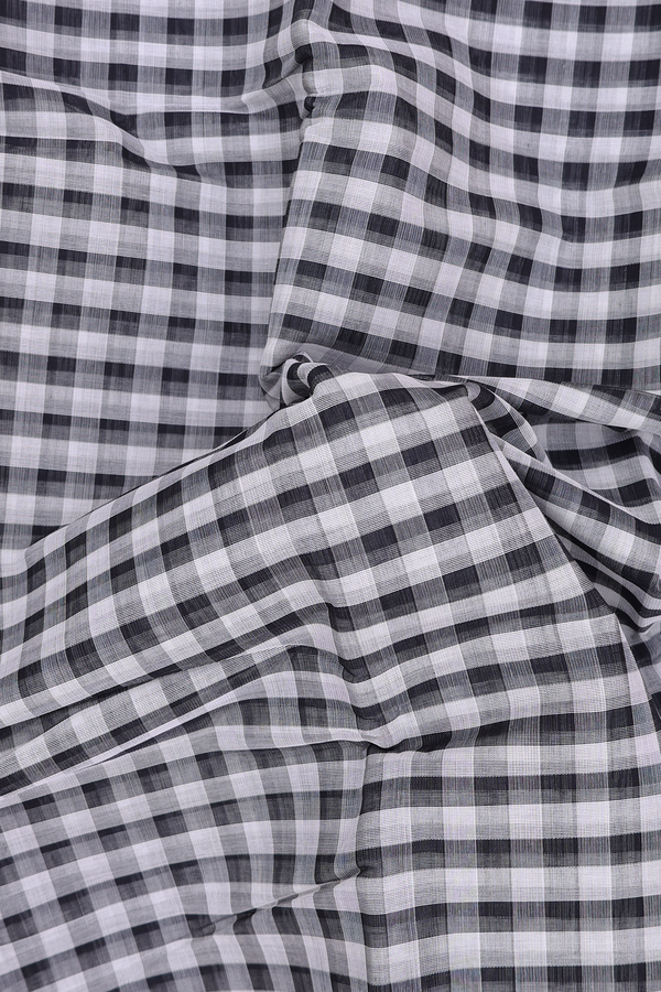 Kanchi Cotton Saree In Black And White With Checks Design