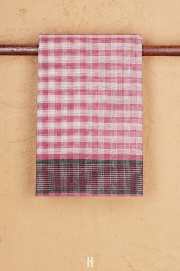Kanchi Cotton Saree In Pink And White With Checks Design