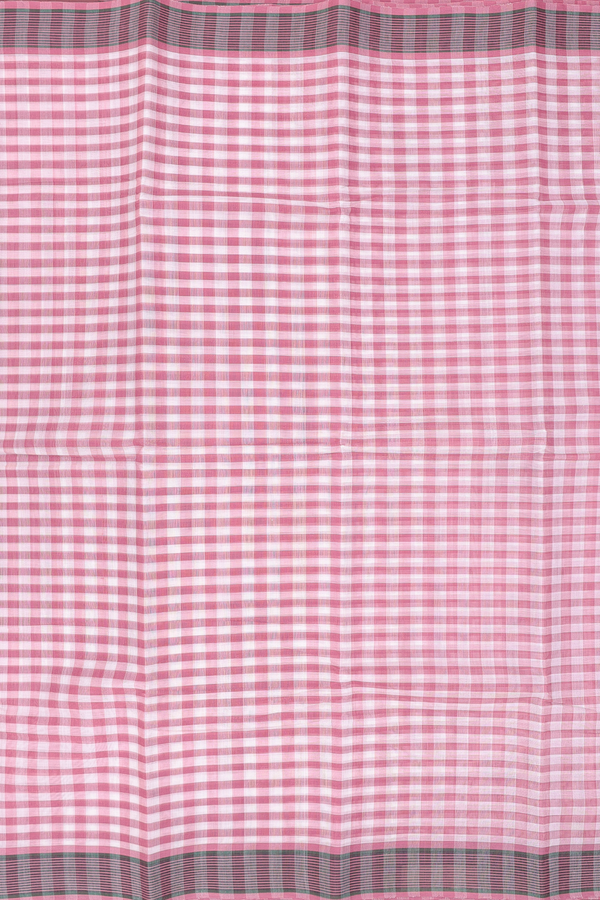 Kanchi Cotton Saree In Pink And White With Checks Design
