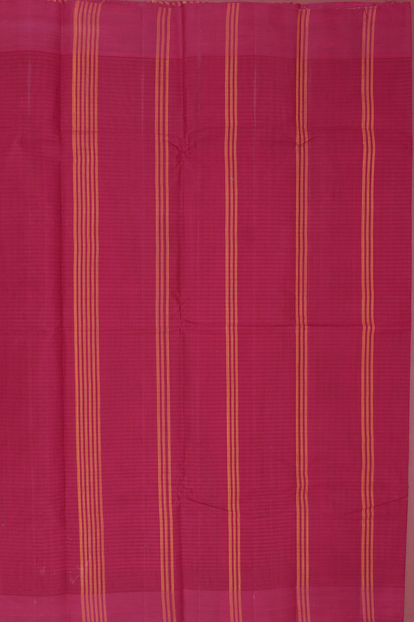 Kanchi Cotton Saree In Red And Yellow With Checks Design