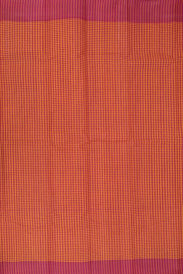 Kanchi Cotton Saree In Red And Yellow With Checks Design