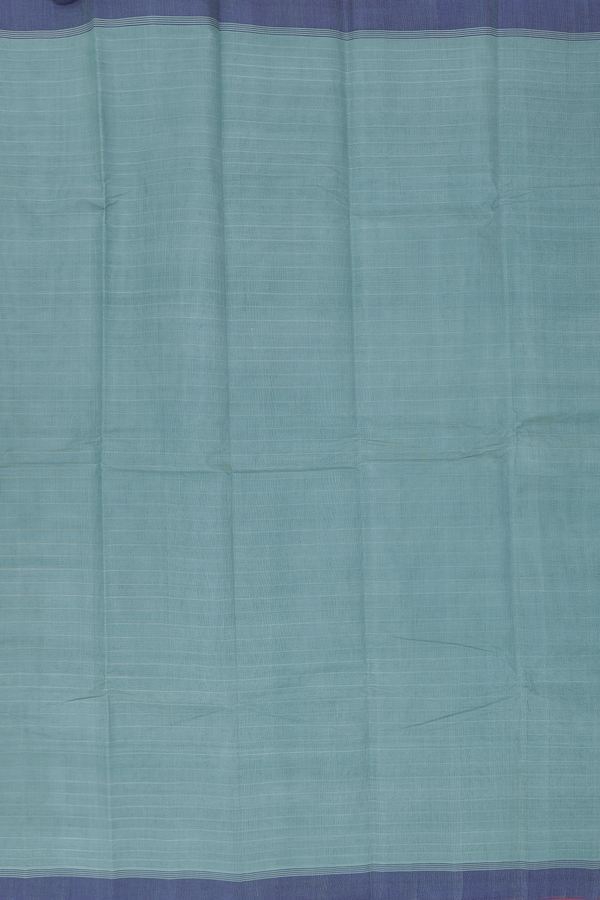Kanchi Cotton Saree In Turkish Blue With Self Stripes
