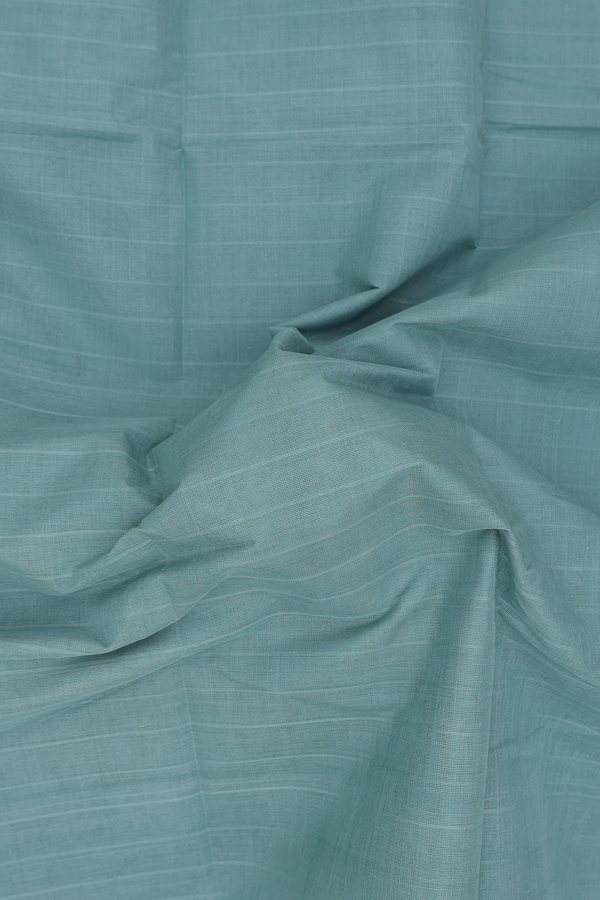Kanchi Cotton Saree In Turkish Blue With Self Stripes