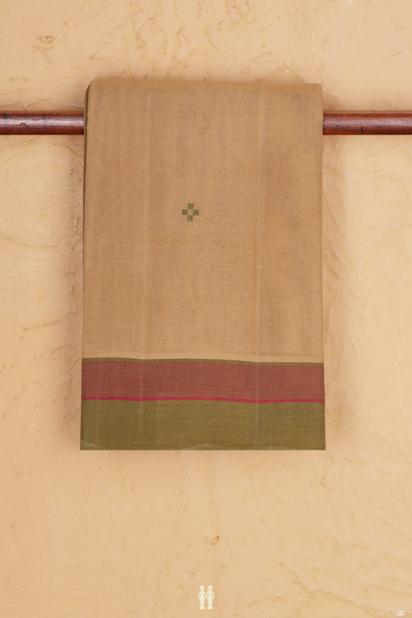 Kanchi Cotton Saree In Brown With Threadwork Buttas