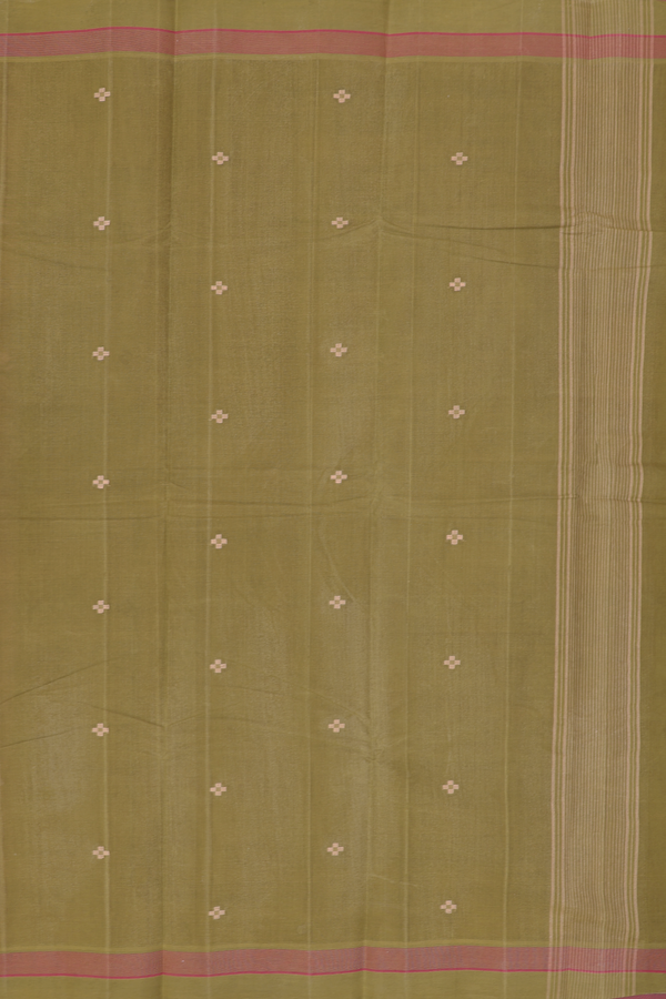 Kanchi Cotton Saree In Brown With Threadwork Buttas