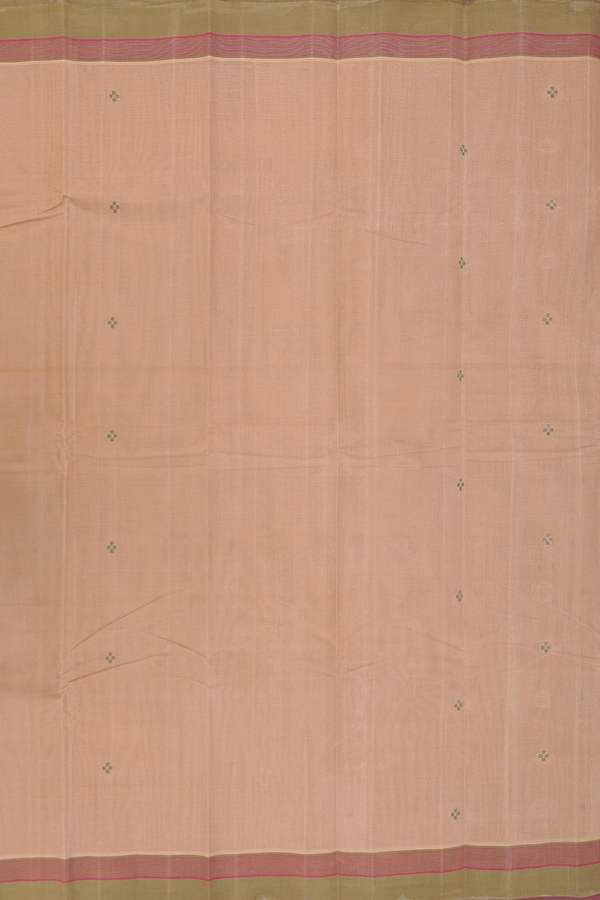 Kanchi Cotton Saree In Brown With Threadwork Buttas