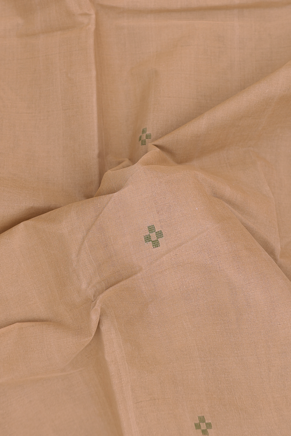 Kanchi Cotton Saree In Brown With Threadwork Buttas
