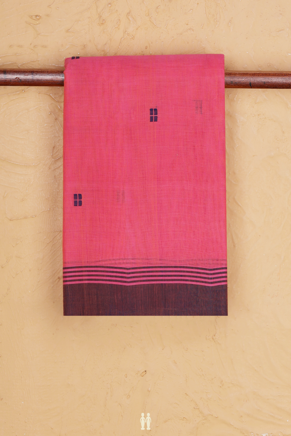 Kanchi Cotton Saree In Pink With Threadwork Buttas
