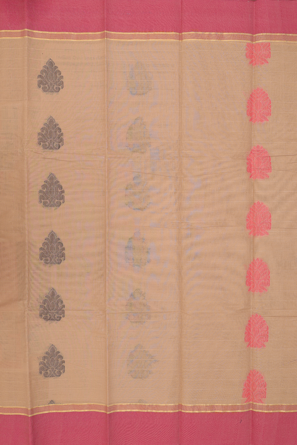 Chettinadu Cotton Saree In Brown With Threadwork Motifs