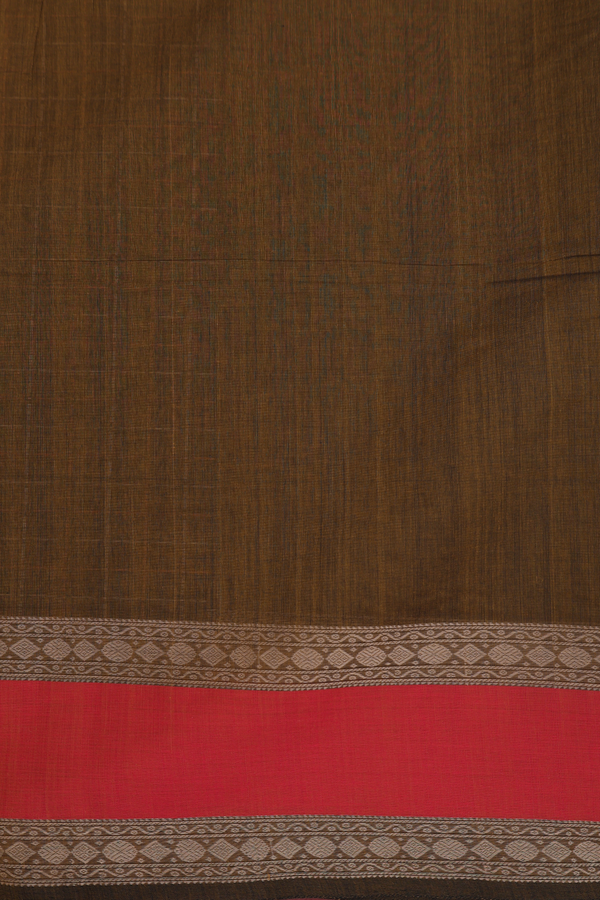 Coimbatore Cotton Saree In Greenish Brown With Checks Design