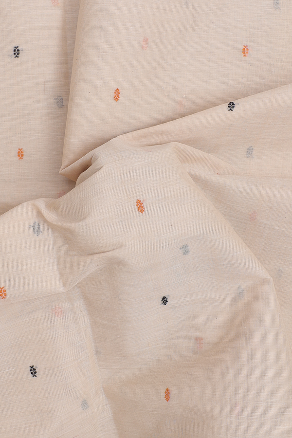 Coimbatore Cotton Saree In Cream With Threadwork Buttis