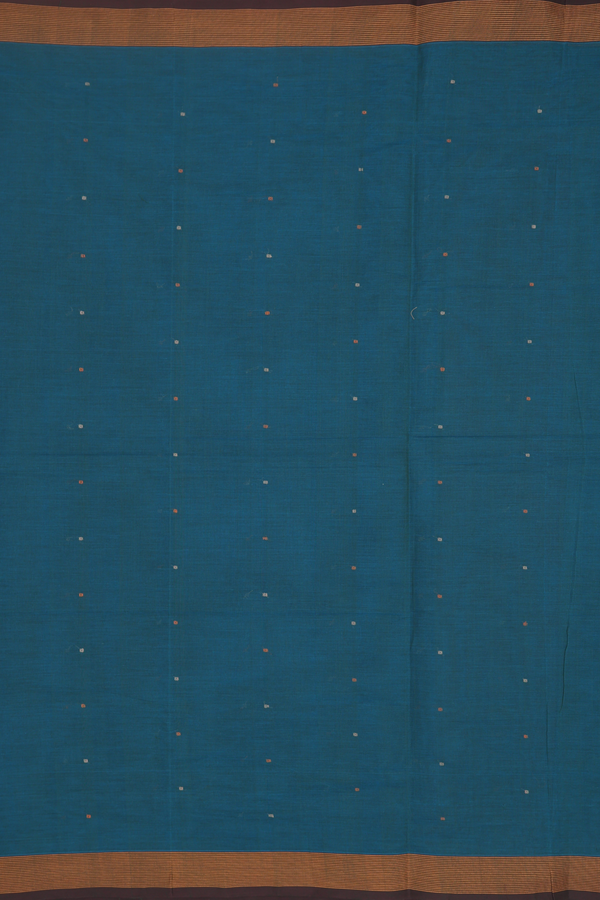 Coimbatore Cotton Saree In Pine Green With Threadwork Buttis