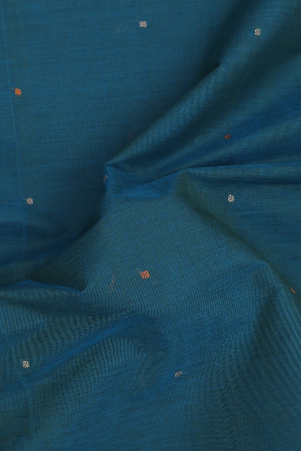 Coimbatore Cotton Saree In Pine Green With Threadwork Buttis