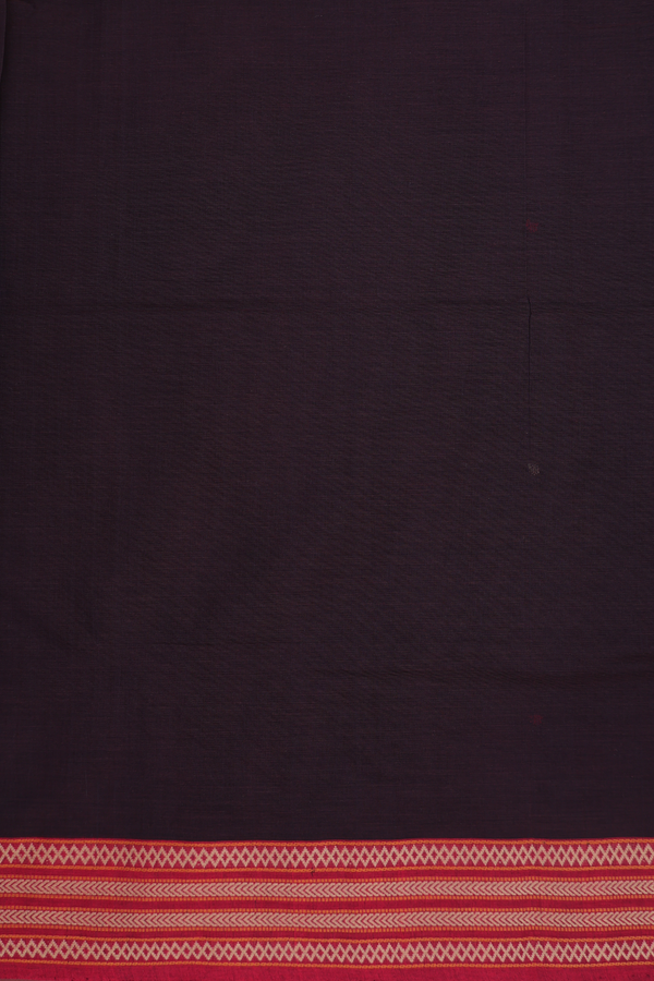 Coimbatore Cotton Saree In Dark Brown With Threadwork Buttis
